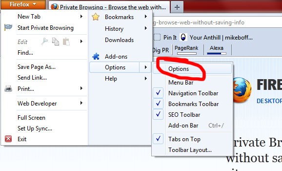 Firefox Options