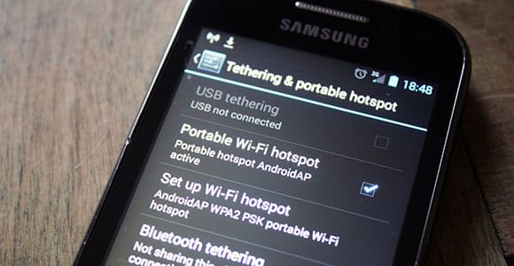 android tethering setup screen