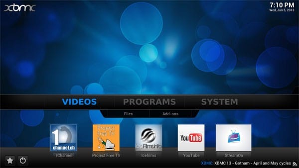 Kodi start page