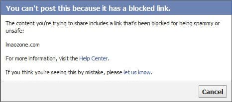 facebook url blocked message