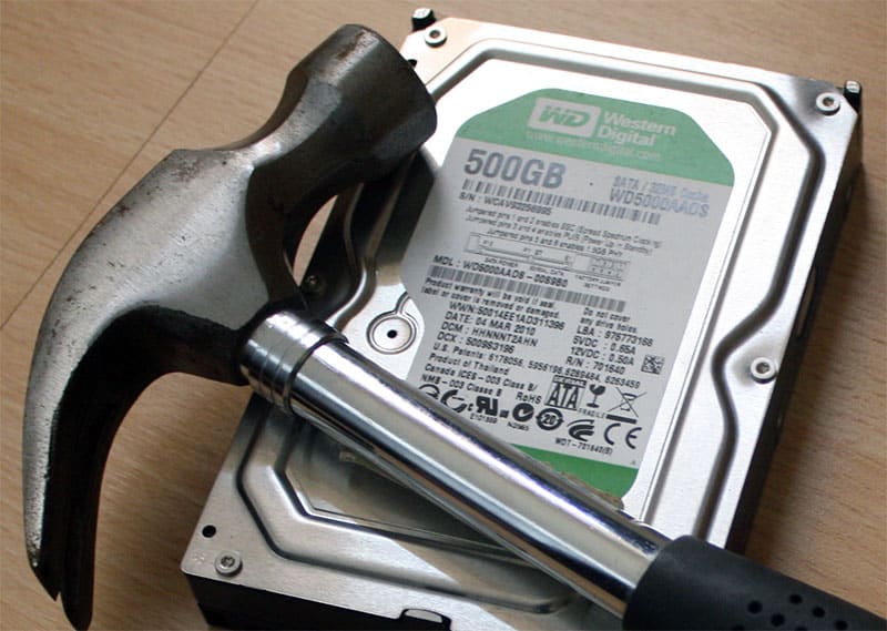 Hammer to smash a hard drive