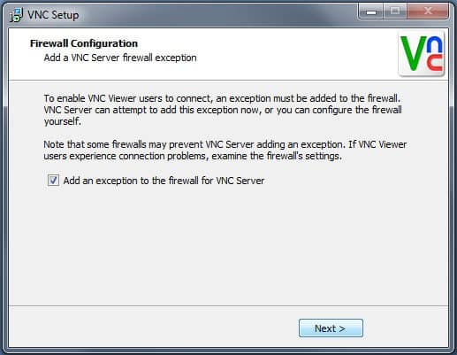 VNC firewall configuration